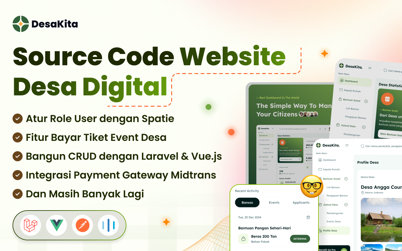 Kelas Source Code Laravel 12 Vue Js 3 Web Desa Digital di BuildWithAngga